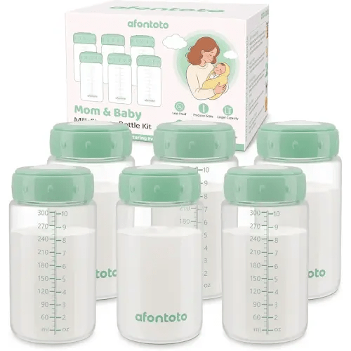 6PCS Breastmilk Storage Bottle for Momcozy Breast Milk Cooler, Wide-Neck Baby Bottles for Pumping Fit Spectra Flange, Spectra Collection Bottles for Fridge, Breastfeeding Essential, 10 oz