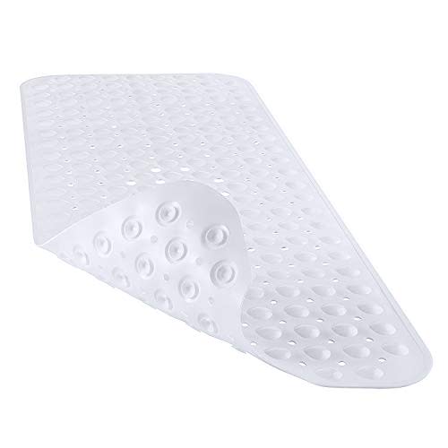 YINENN Bath and Shower Safety Mats 40x16 inch, Non Slip with Suction Cups for Bathroom Stall and Tub Floor, Extra Large and Machine Washable, Drain Holes Keep Bathtub Clean, White