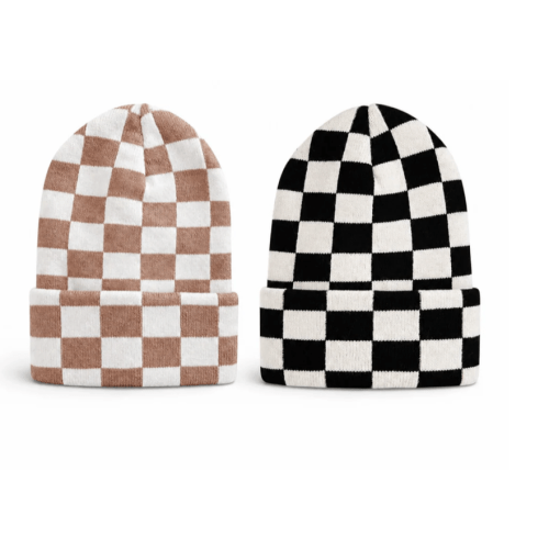 2-Pack Baby's First Hat®, Black/Sand & Tan/White Checkerboard
