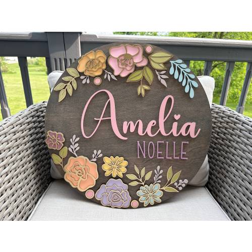 Custom Name Sign, Nursery Name Sign, Boho Nursery Sign, Floral Nursery Sign, Girls Room Decor, Baby Shower, Wood Baby Sign, Baby Name Sign