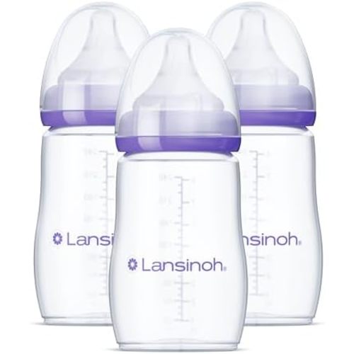 Lansinoh Lot de 3 biberons anti-coliques à débit moyen (M), 240 ml