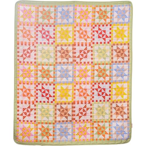 ban.do Retro 50" x 60" Quilted Blanket for Couch/Bed/Picnic, Vintage Inspired Throw, Patchwork