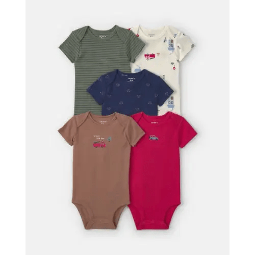 Baby Boy 5-Pack Transportation Short-Sleeve Multipack Bodysuits | Carter's