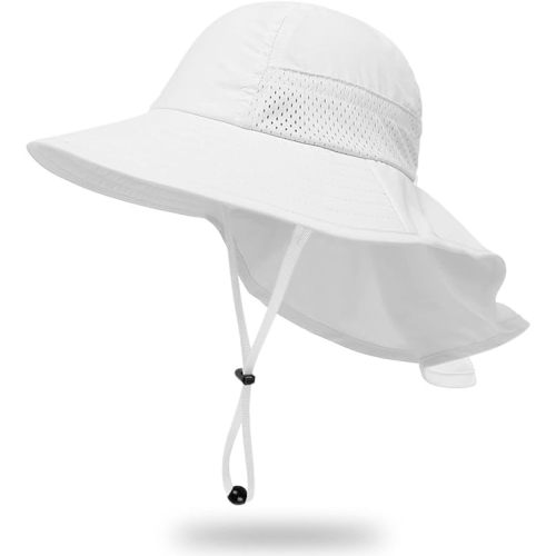 Toddler Baby Sun Hat Kids Summer UPF 50+ for Boys Girls Adjustable Beach Hats with Bucket Wide Brim Age 1-7 Years