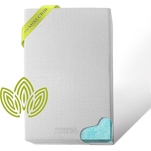 Organic Cotton Dual-Sided Mini Crib Mattress, 38x24x3 Premium Memory Foam 2-Stage CertiPUR-US Hypoallergenic Baby Mattress Firm Support for Infant Cooling Gel for Toddler Waterproof & Washable Cover