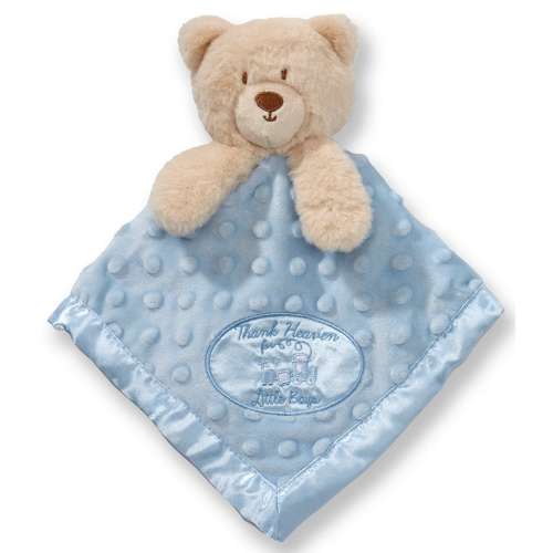 Little Me Baby Boys Bear Embroidered 'Thank Heaven for Little Boys' Satin Trim Plush Blanket