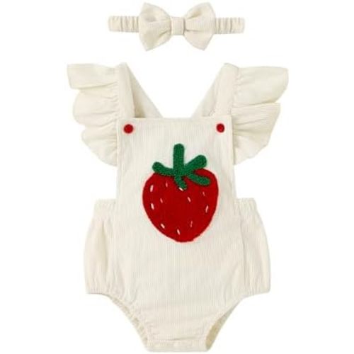 GEMLON Baby Girl St Patricks Day Clothes Irish Embroidery Overalls Romper Corduroy Sleeveless Bodysuit Infant Summer Outfit
