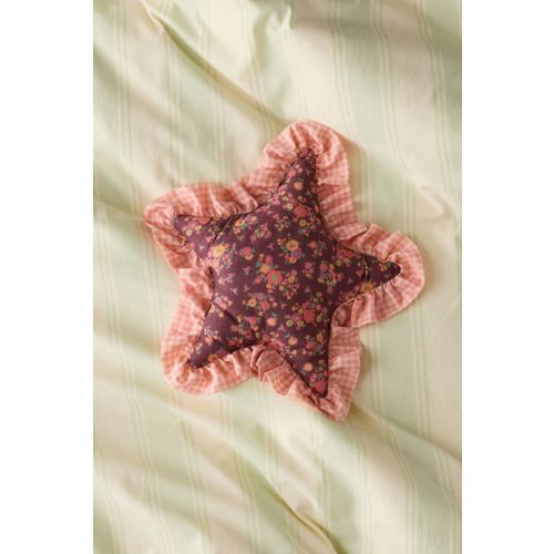 Printed Star Shape Ruffle Throw Pillow