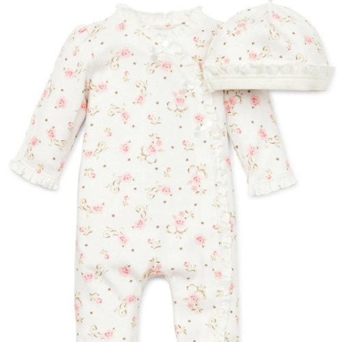 Vintage Rose Footed One-Piece And Hat