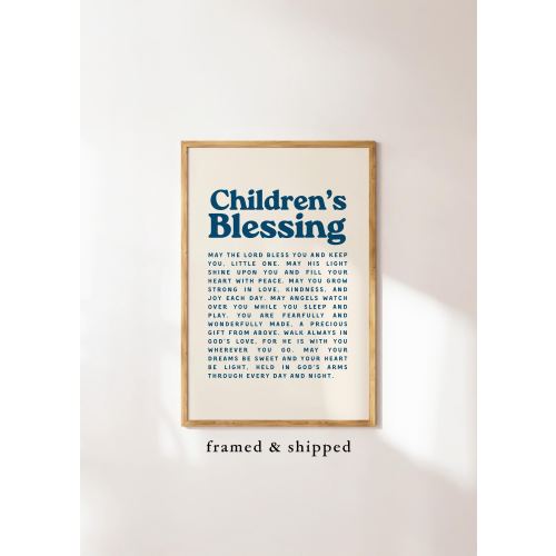 Children's Blessing Christian Wall Art Print (Framed & Shipped)