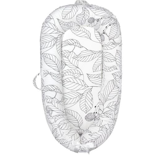 Baby Lounger - Baby Lounger for Newborn, Breathable & Soft Baby Nest Cover Co Sleeper for Baby 0-24 Months, Babies Essentials Gifts, Portable Infant Lounger-White Leaves
