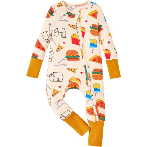 PATPAT Baby Pajama with Bamboo Viscose, Footie Jumpsuit Romper with 2-Way Zipper for Baby Boy Girl Toddler Sleeper Sleepwear