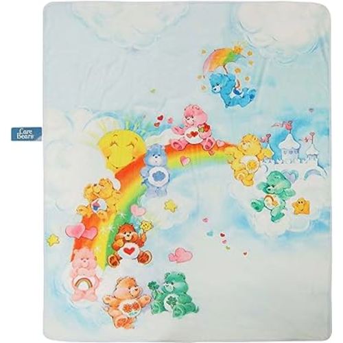 elope Care Bears Throw Blanket | 100% Polyester Microfiber Fleece | Rounded Corners, Ribbed Edge Binding | Printed Graphics | Officially Licensed | 60" L x 48" W Standard