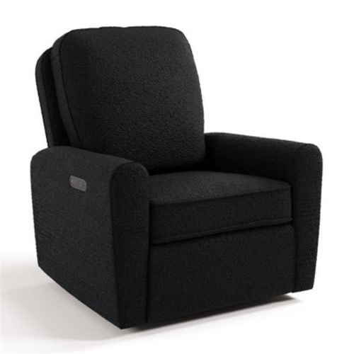 Storkcraft Amalfi Deluxe Power Recliner Swivel Glider with Dual USB Charging - Black Boucle