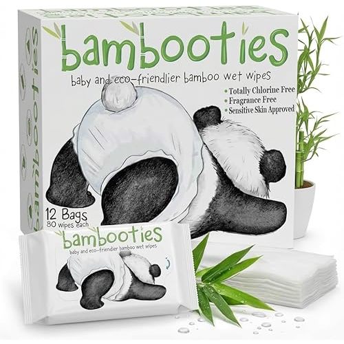Bamboo Baby Wipes Unscented, Plant based Diaper Wipes for Sensitive Skin, Water based Wipes Baby Sensitive Skin 960 count bulk box of 80ct soft packs x 12