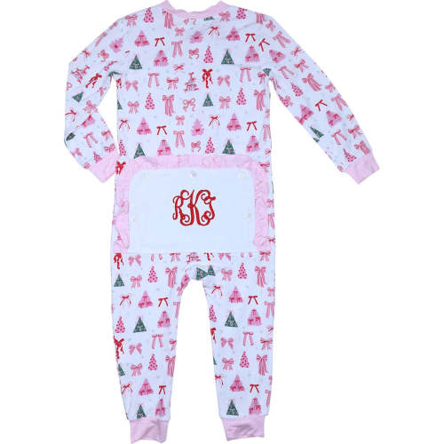 Pink Christmas Knit Zipper Pajamas