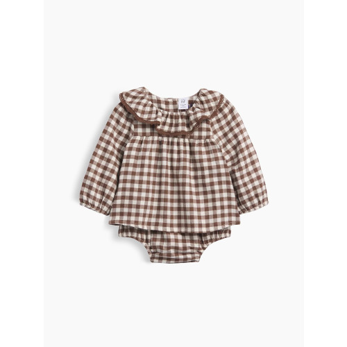Baby Gingham Flannel Bodysuit Dress