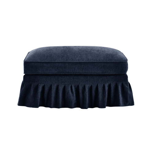 Footrest Ottomans, Ottoman Chenille -Blue, Blue Storage Ottomans,Chenille Leather Ottomans, Furniture, Primary Living Space, Ottomans Ottoman Chenille -Blue