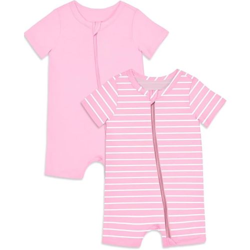 Jimonda Baby Rompers Cotton Baby Boys Baby Girls Short Sleeve Sleepers Pjs Two Way Zipper One-piece Neutral Sleep and Play