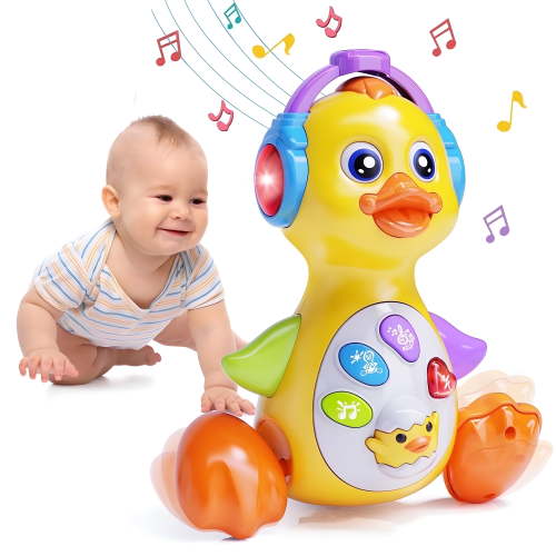 Wanonoo Crawling Duck Baby Toy, Dancing Tummy Time Infant Toys 0-3-6 6-12 12-18 Months with Music & Light, Educational Learning Toys for Toddlers, Birthday Gifts 1 Year Old Boy Girl