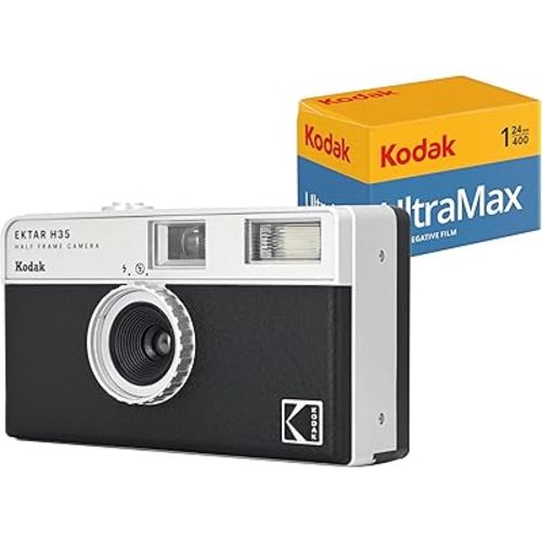 KODAK EKTAR H35 Half Frame Film Camera (Black, Bundle with 24exp Film)