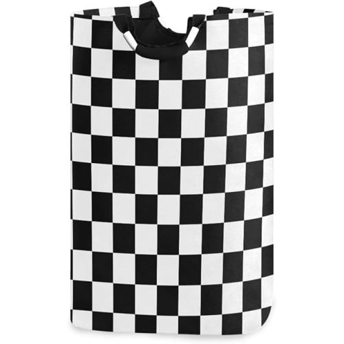 Racing Checkered Flag Laundry Basket Collapsible Laundry Hamper with Handle Foldable Laundry Bin 50L