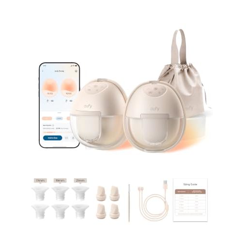 eufy Security Heated Wearable Breast Pump S1, HeatFlow, Hands-Free | HeatFlow, App DIY Rhythm, Powerful 300mmHg, 30% More Output, 46dB Quiet, BPA-Free