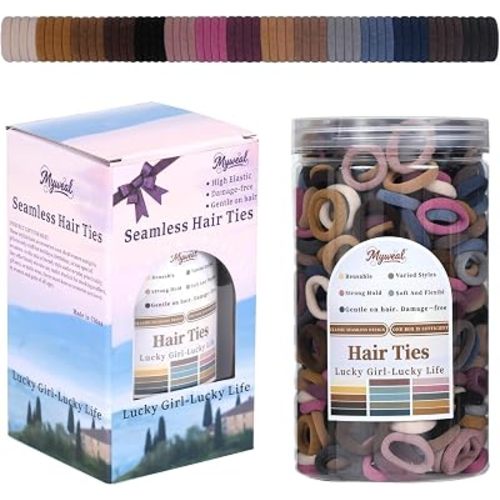 500PCS Baby Hair Ties No Damage,Toddlers Hair Accessories for Little Girls Kids,Small Hair Elastics for Thin Thick Ponytail Holders,Soft Cotton Seamless Scrunchies,Mini Rubber Bands(15 Neutral Colors)