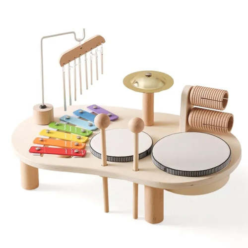 Wooden Musical Instrument Station for Kids - Xylophone, Drums & Bell Learning Toy for Toddlers Ages 3+ | Thomler