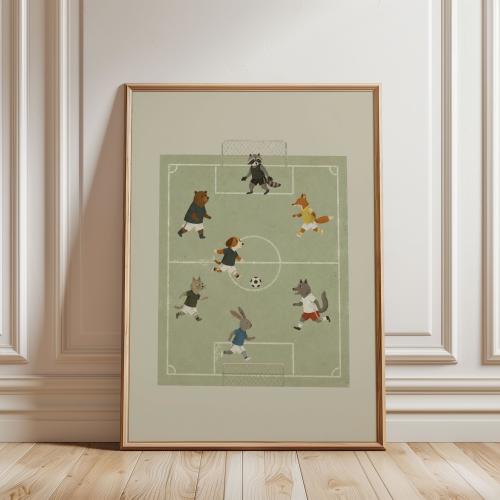 Animal Soccer Team Wall Art Printable | Sports Nursery Poster for Boys Room | Football Kids Decor Download