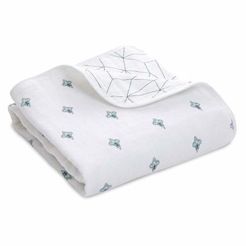 aden + anais Classic Stroller Blanket; 100% Cotton Muslin, 4 Layer Lightweight and Breathable, 27.5 X 27.5 inch, Paisley Teal Drip - Paisley - Teal - Paisley Drip