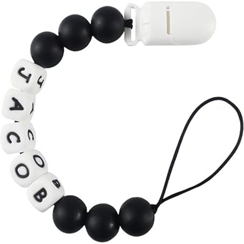 Personalized Pacifier Clip with Name, Customized Pacifier Holder Clip for Baby, Fit All Pacifiers