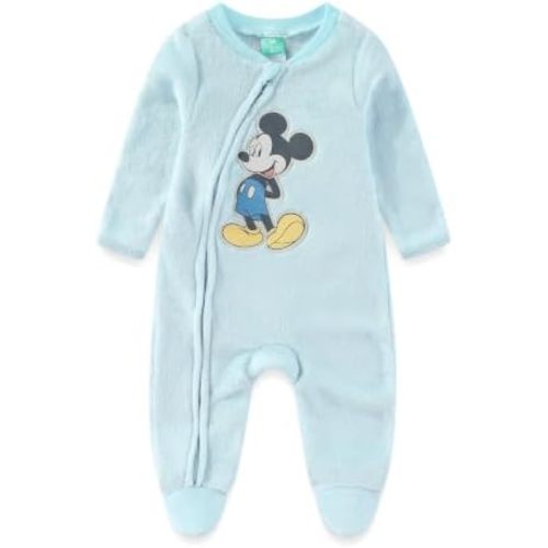 Disney Mickey Mouse Baby Boys Embossed Coverall Footies Romper for Newborn and Infant