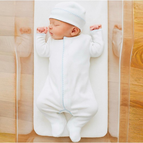 Solid Essentials White Footie with Light Blue Trim – Lowcountry Littlewear