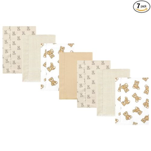 Hudson Baby Unisex Baby Cotton Flannel Burp Cloths, Teddy Bears 7 Pack, One Size
