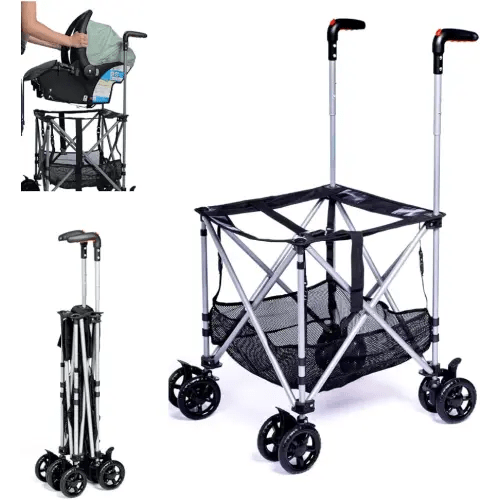 Strolyy Universal Infant Car Seat Carrier. Adds Wheels to Any car seat. Compact & Lightweight. Fits Everywhere.