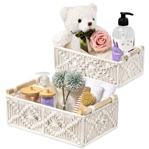 Sorbus 2-Pack Storage Wicker Baskets - Decorative Baby Room, Nursery & Bedroom Organizers - Lined Paper Rope Baskets for Clothes, Diapers, Linens, Toiletries, White