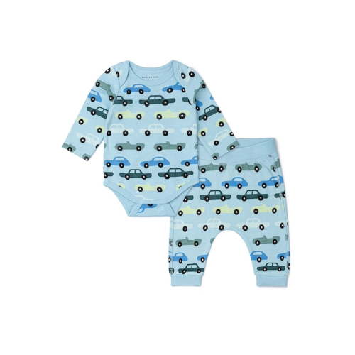 M+A by Monica + Andy Organic Cotton Gender Neutral First Moves Bodysuit + Groove Pant Set, Sizes Newborn -24 Months