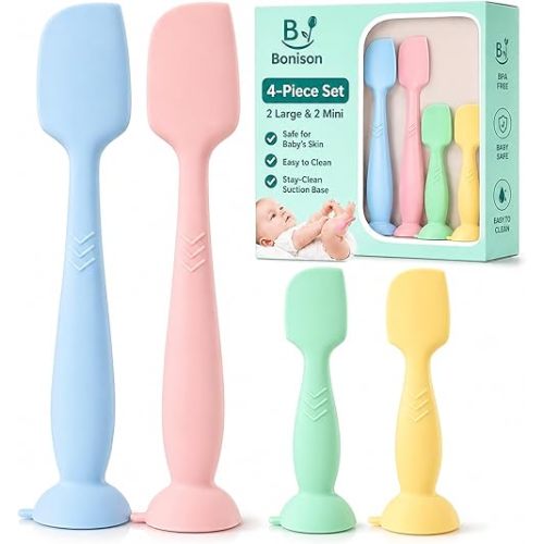 4-Pack Silicone Diaper Cream Spatula with Travel Case
