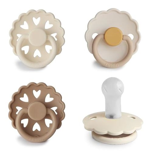 FRIGG SilkySoft Silicone Baby Pacifier 4-Pack Snowflake Dream | Made in Denmark | BPA-Free (6-18 Months)