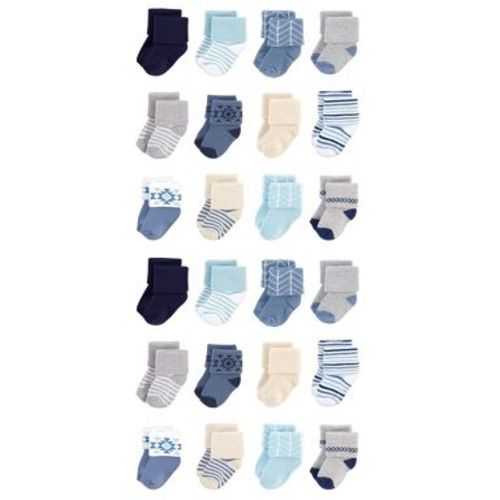 Hudson Baby Cotton Rich Baby Terry Socks 24-Pack, Blue Gray Solid, 6-12 Months