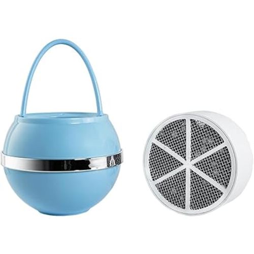 Crystal Quest Bath Ball & Replacement Filter Cartridge Bundle - Water Filter System-Reduce Contaminants for Softer &Smoother Skin-Effortless & Quick Installation|Bundle and Save (Blue)