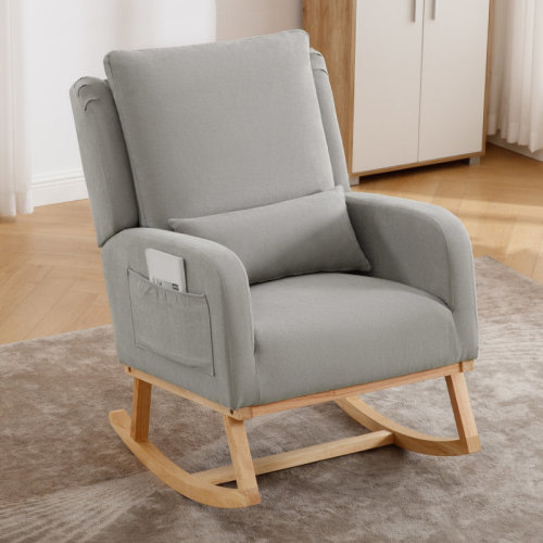 Ebern Designs Discover Our Rocking Chair with Plush Backrest and Supportive Lumbar Pillow – Perfect for Your Relaxation Corner & Reviews | Wayfair