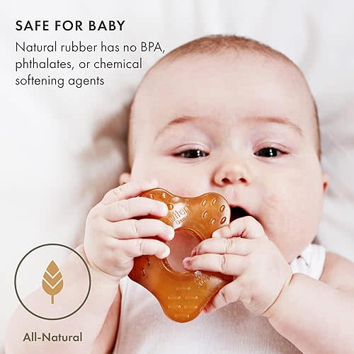 Natursutten Teether - Natural Rubber Teething Toys for Babies 6-12 Months - PVC & 100% BPA-Free Teething Relief - Danish Design Baby Teething Toys - Made in Italy (Starfish, Pack of 1)