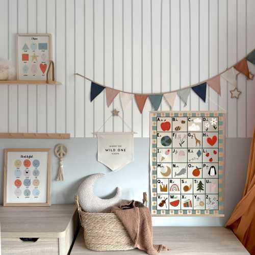 Alphabet wall banner with sage border 50x70cm