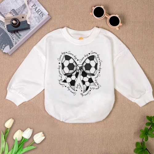 Soccer Bows Baby Romper: Game Day Coquette Sweatshirt