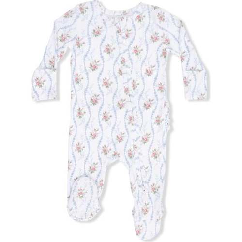 Heirloom Rose Stripe, 2 Way Ruffle Back Zipper Footie - Angel Dear | Maisonette