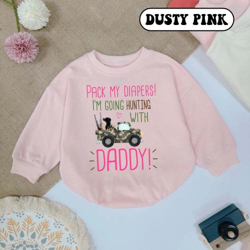 Pack My Diapers I'm Going Hunting With Daddy Hunting Baby Romper, Camo Hunting Buddy Baby Bodysuit, Daddy's Hunting Baby Girl Clothes