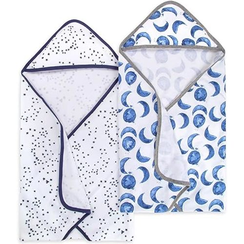 Burt's Bees Baby - Hooded Towels, Absorbent Knit Terry, Super Soft Single Ply, 100% Organic Cotton