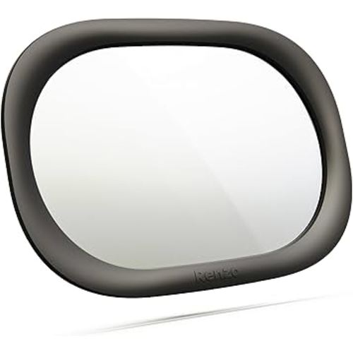 Renzo Baby Car Mirror - Rear Facing Car Seat Mirror for Infants - Extra Large, Shatter-Resistant, 360° Adjustable, Tool-Free Installation - Fits Most Cars, SUVs & Trucks (Midnight Black)